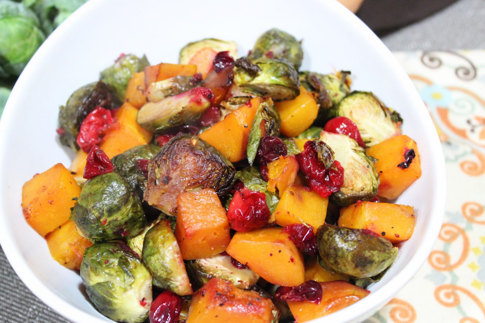 Maple Roasted Butternut Squash and Brussels Sprouts